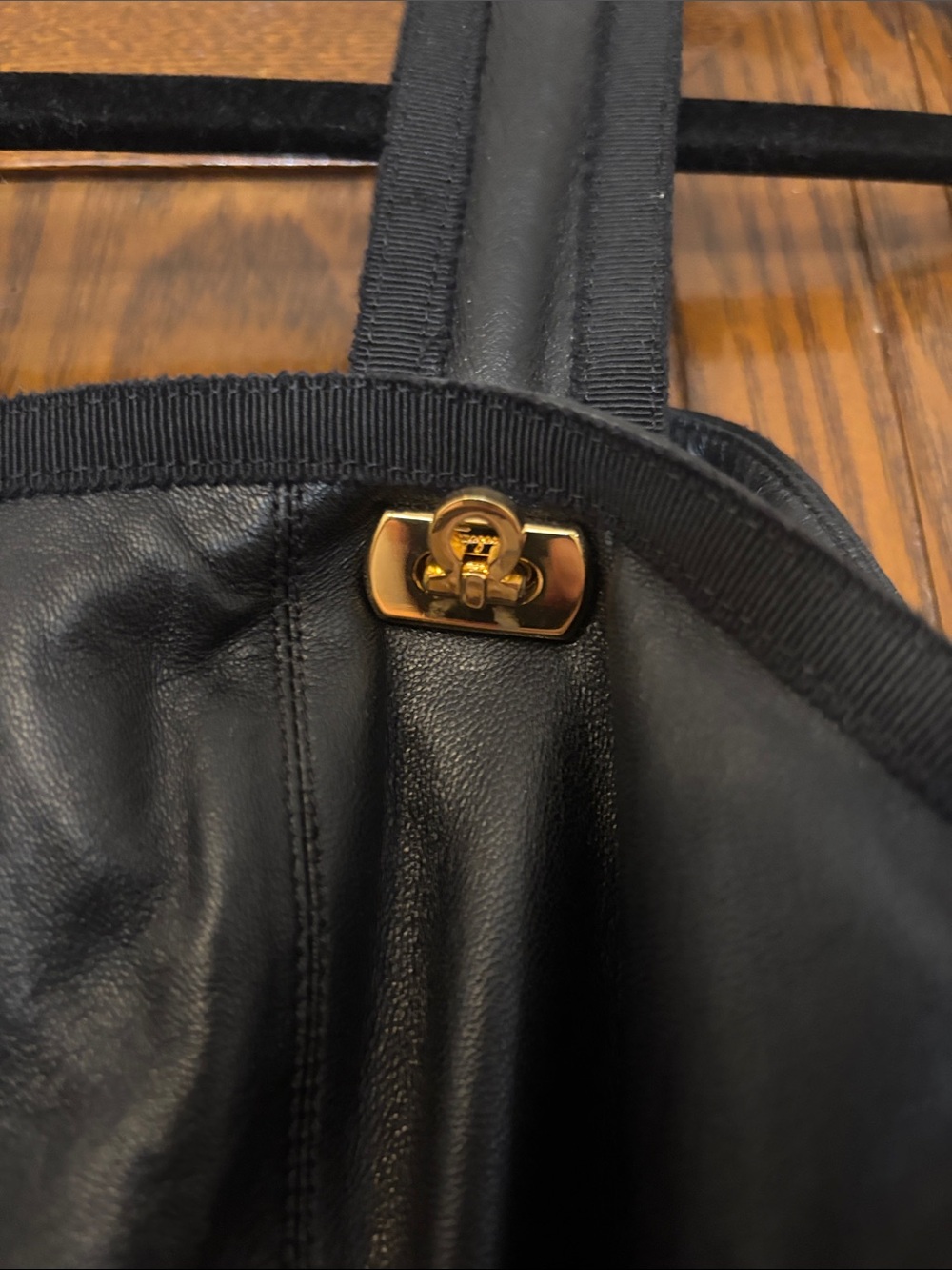 Ferragamo Black Leather Strap knee length dress - Picture 3 of 5